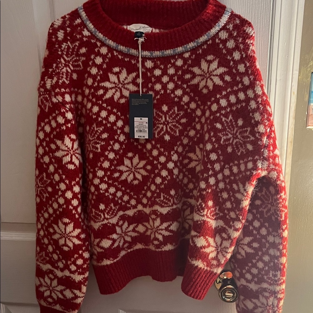 Universal Thread Red and White Snowflake Sweater … - image 1